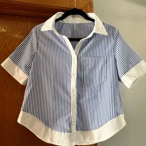 Blue and White Striped Blouse